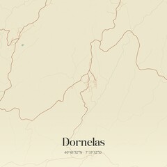 Vintage map of Dornelas, Portugal. 