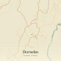 Fototapeta premium Vintage map of Dornelas, Portugal. 