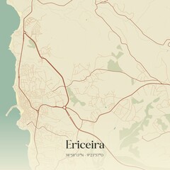Obraz premium Vintage map of Ericeira, Portugal. 