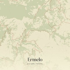 Vintage map of Ermelo, Portugal. 