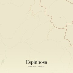 Vintage map of Espinhosa, Portugal. 