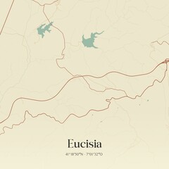 Fototapeta premium Vintage map of Eucisia, Portugal. 