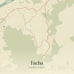 Vintage map of Facha, Portugal. 