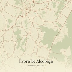 Fototapeta premium Vintage map of �vora De Alcoba�a, Portugal. 