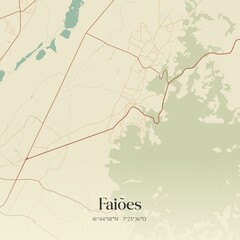 Vintage map of Faiões, Portugal.