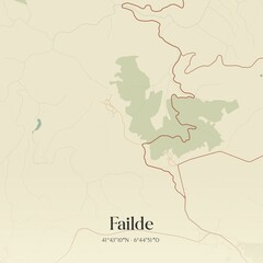 Vintage map of Failde, Portugal. 