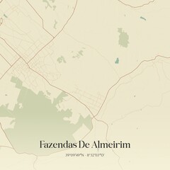 Vintage map of Fazendas De Almeirim, Portugal. 
