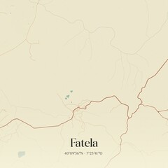 Vintage map of Fatela, Portugal. 