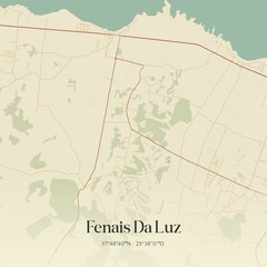 Fototapeta premium Vintage map of Fenais Da Luz, Portugal. 