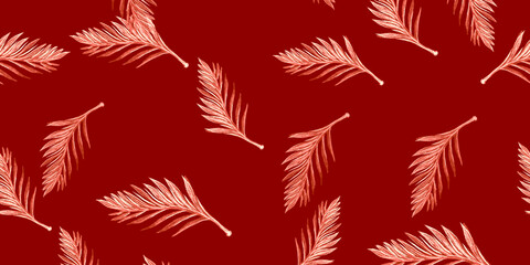 Passion Tropical Africa. Brown Watercolor Foliage Pattern. Purple Palm Pattern Tropical. Bright Leaf Tropical Outline. Fashion Paradise Vintage Background.