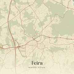 Vintage map of Feira, Portugal. 