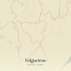 Vintage map of Felgueiras, Portugal. 