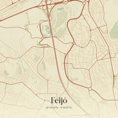 Obraz premium Vintage map of Feij�, Portugal. 