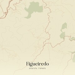 Vintage map of Figueiredo, Portugal. 