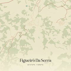 Fototapeta premium Vintage map of Figueir� Da Serra, Portugal. 