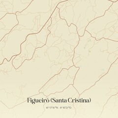 Fototapeta premium Vintage map of Figueir� (Santa Cristina), Portugal. 