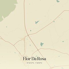 Vintage map of Flor Da Rosa, Portugal. 