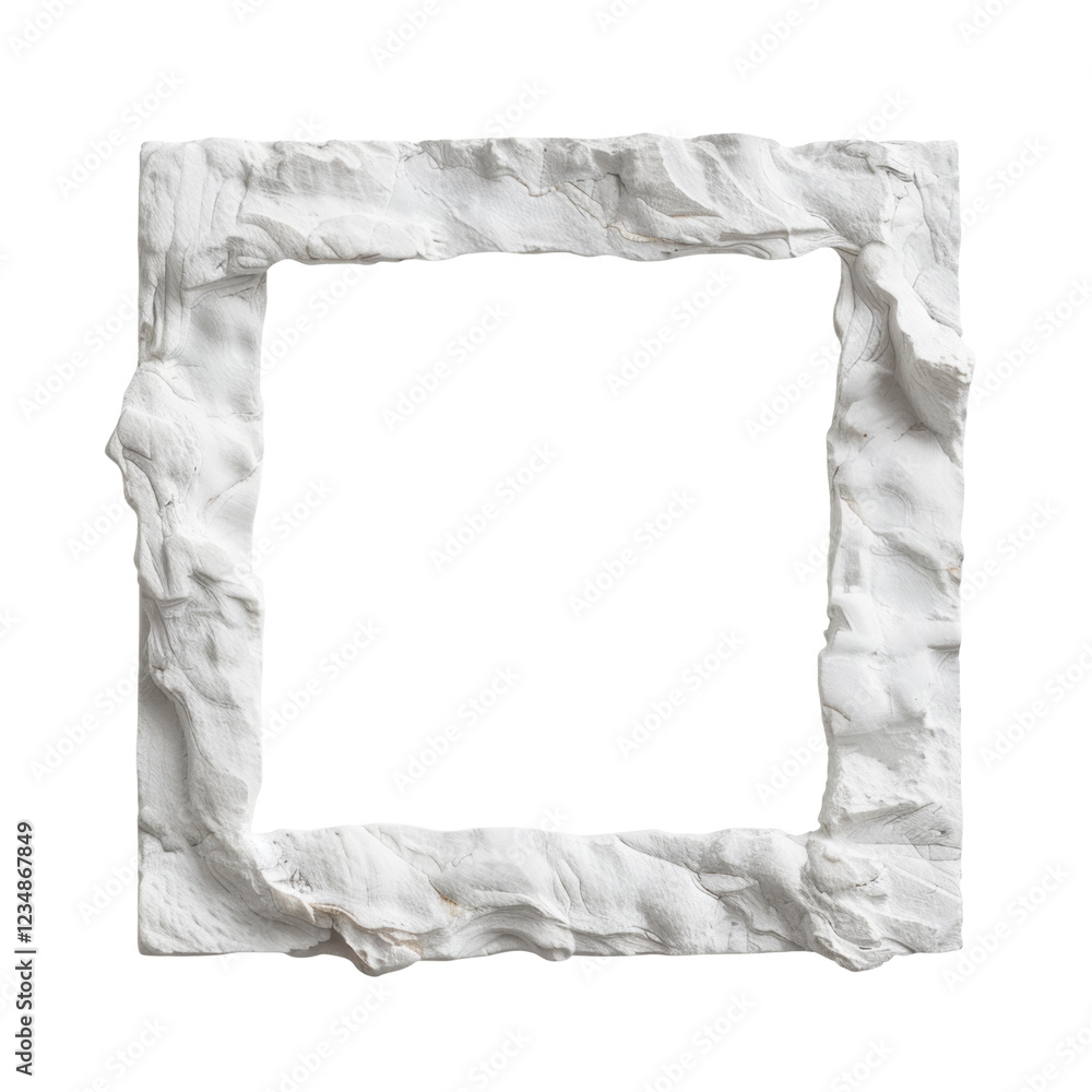 Aufkleber textured white stone frame with irregular rough edges and square shape