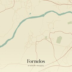 Fototapeta premium Vintage map of Fornelos, Portugal. 