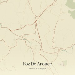 Vintage map of Foz De Arouce, Portugal. 