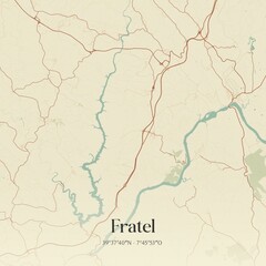 Fototapeta premium Vintage map of Fratel, Portugal. 