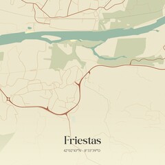 Obraz premium Vintage map of Friestas, Portugal. 