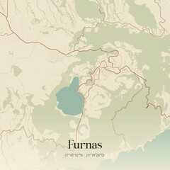 Obraz premium Vintage map of Furnas, Portugal. 