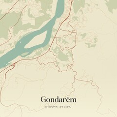 Vintage map of Gondar�m, Portugal. 