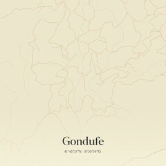 Vintage map of Gondufe, Portugal. 
