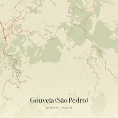 Fototapeta premium Vintage map of Gouveia (São Pedro), Portugal.