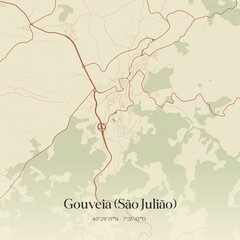 Vintage map of Gouveia (São Julião), Portugal.