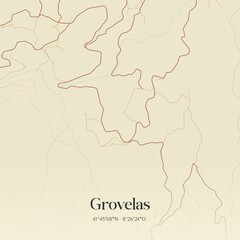 Vintage map of Grovelas, Portugal. 