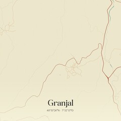Vintage map of Granjal, Portugal. 