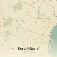Fototapeta premium Vintage map of Horta (Matriz), Portugal. 