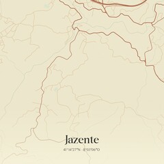 Vintage map of Jazente, Portugal. 