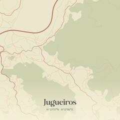 Vintage map of Jugueiros, Portugal. 