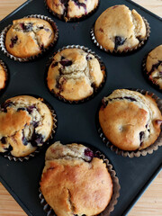 blueberry cake in a baking pan