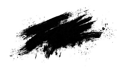 A simple black brush stroke on a clean white background. Abstract black in splash, paint, brush strokes, stain grunge isolated on white background,