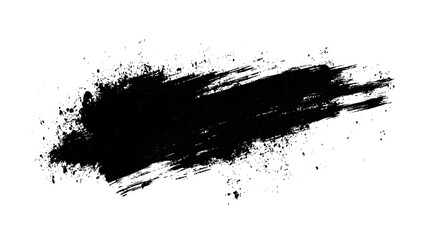 A simple black brush stroke on a clean white background. Abstract black in splash, paint, brush strokes, stain grunge isolated on white background,