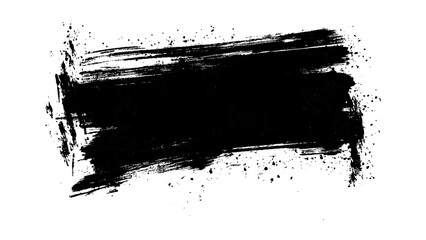 A simple black brush stroke on a clean white background. Abstract black in splash, paint, brush strokes, stain grunge isolated on white background,