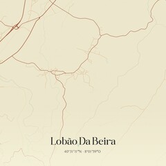 Vintage map of Lobão Da Beira, Portugal.