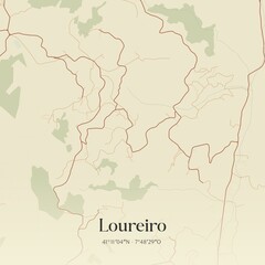 Vintage map of Loureiro, Portugal. 