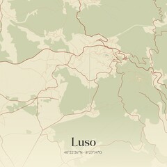 Vintage map of Luso, Portugal. 
