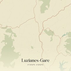 Vintage map of Luzianes-Gare, Portugal. 