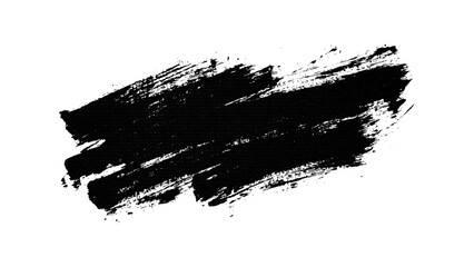 Black stroke messy on a transparent background. Isolated black grunge brush strokes, oil paint on white background. 