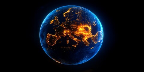 Stunning Night View of Europe from Space City Lights Illuminating the Continent