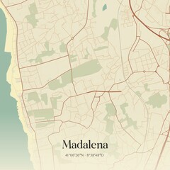 Vintage Map Madalena Portugal