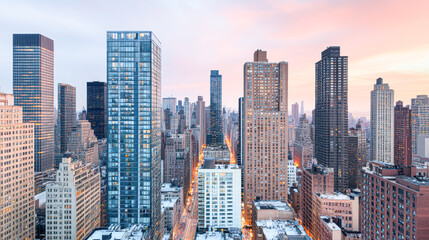 Obraz premium Urban skyline view city landscape vibrant atmosphere