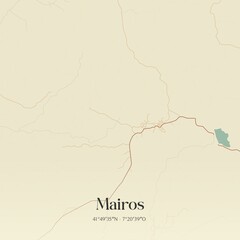Vintage map of Mairos, Portugal. 