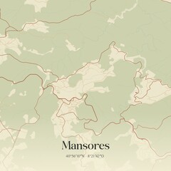 Vintage map of Mansores, Portugal. 